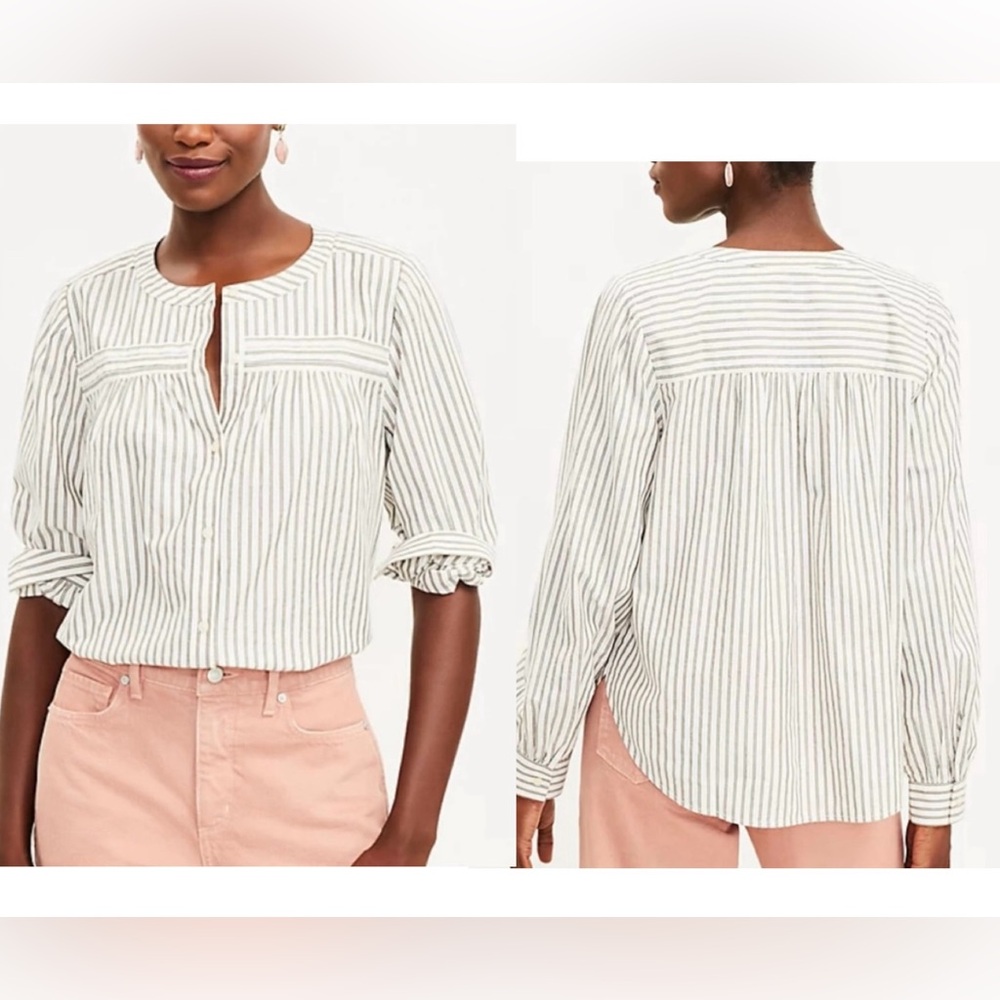 LOFT Shimmer Stripe Pintucked
Blouse